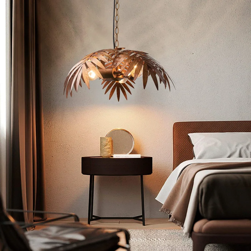 lustre boho en feuilles de cocotier pour décoration créative intérieure - Image 3