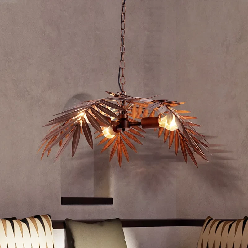 lustre boho en feuilles de cocotier pour décoration créative intérieure - Image 4