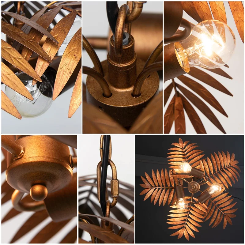 lustre boho en feuilles de cocotier pour décoration créative intérieure - Image 5