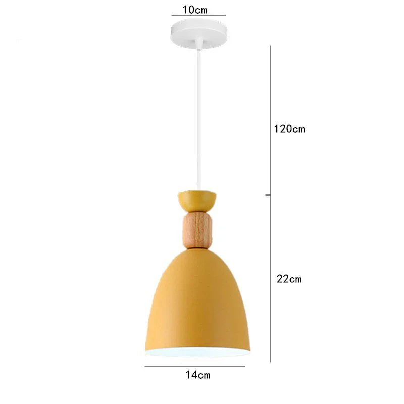 Suspension moderne arrondie métal coloré et bois - Image 11