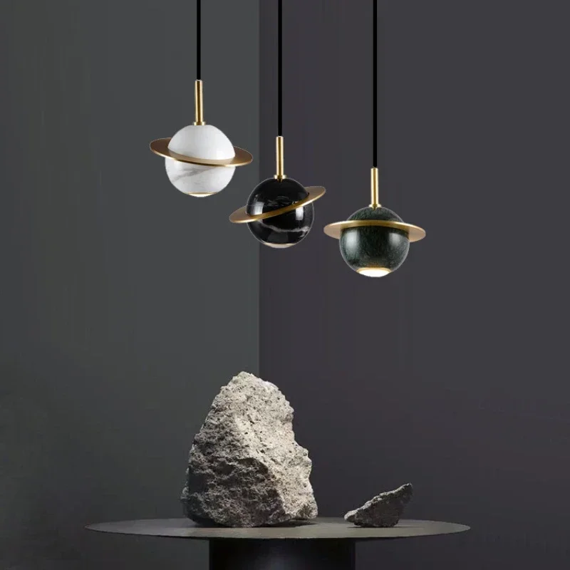 lustre circulaire en marbre naturel style nordique pour bars et restaurants - Image 3