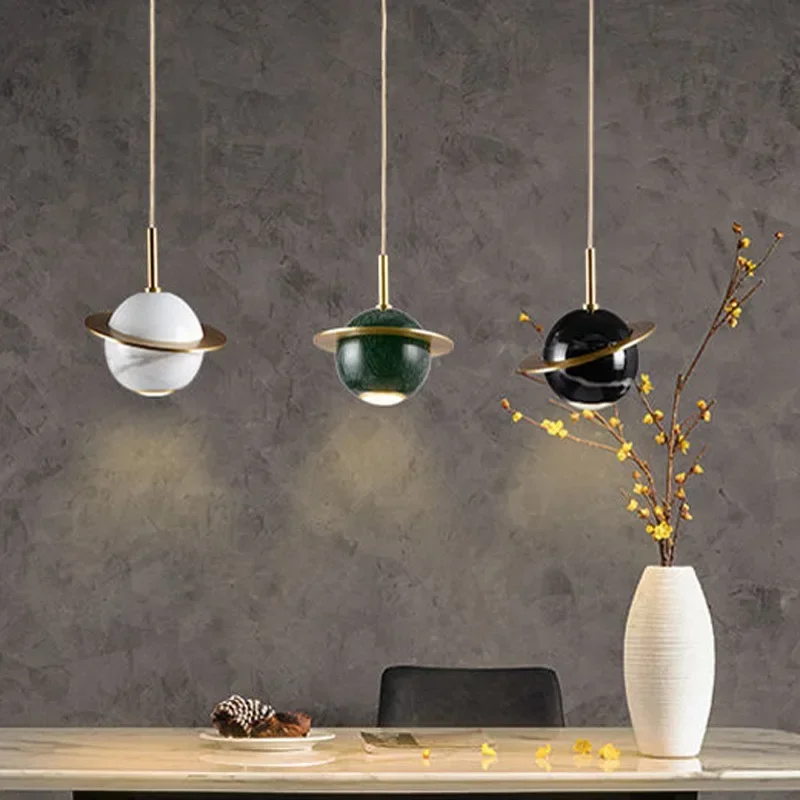 lustre circulaire en marbre naturel style nordique pour bars et restaurants - Image 4