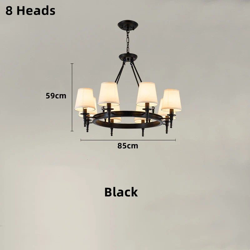 lustre classique américain en fer forgé avec abat-jour tissu - Image 10