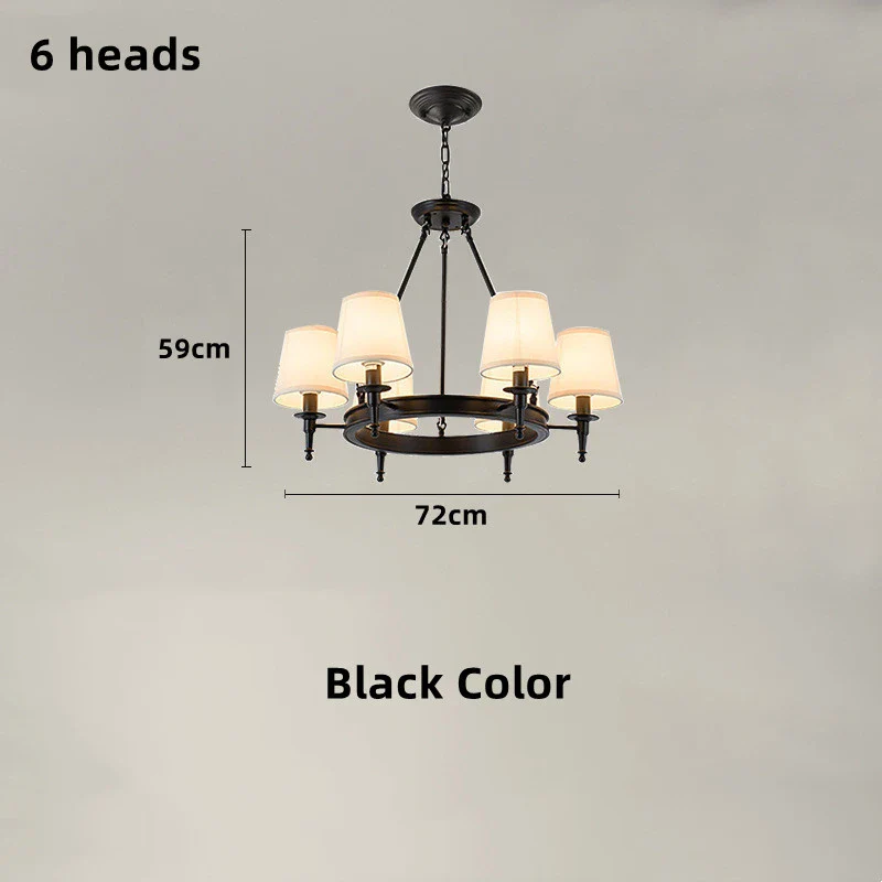 lustre classique américain en fer forgé avec abat-jour tissu - Image 11