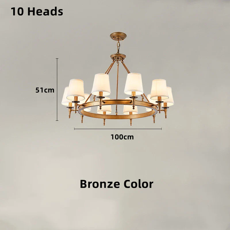 lustre classique américain en fer forgé avec abat-jour tissu - Image 12