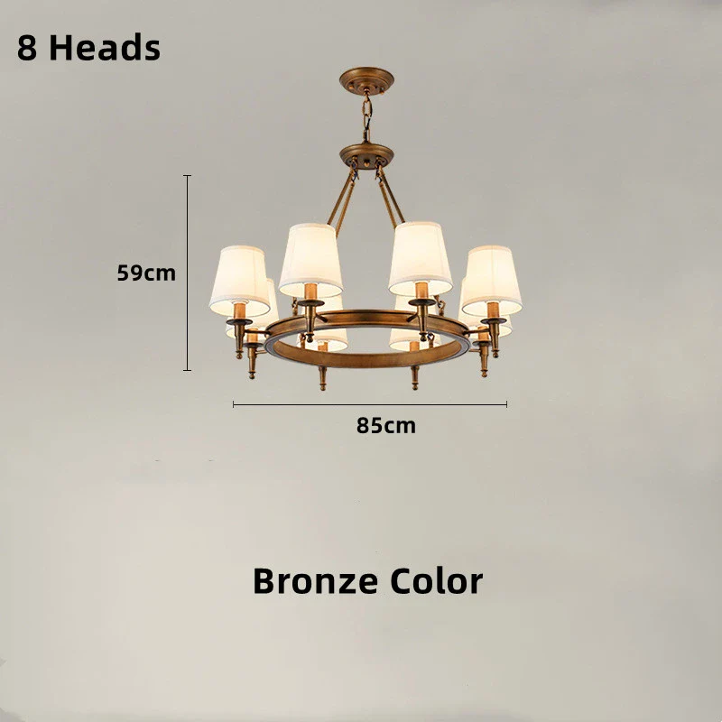 lustre classique américain en fer forgé avec abat-jour tissu - Image 14