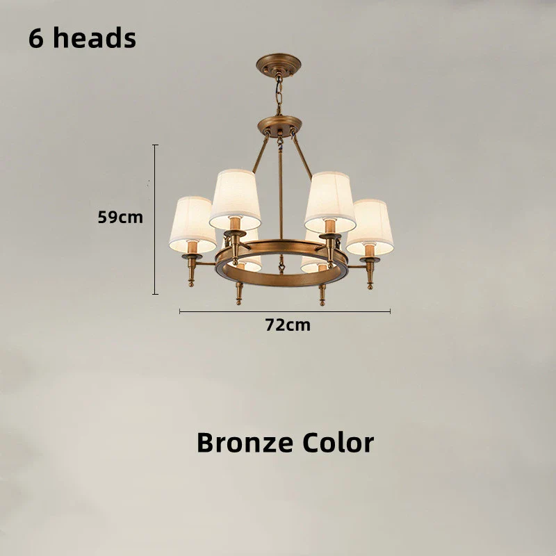 lustre classique américain en fer forgé avec abat-jour tissu - Image 15