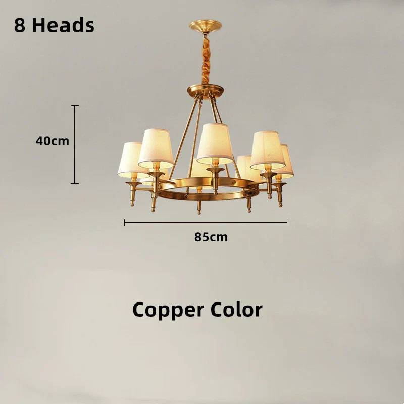 lustre classique américain en fer forgé avec abat-jour tissu - Image 19