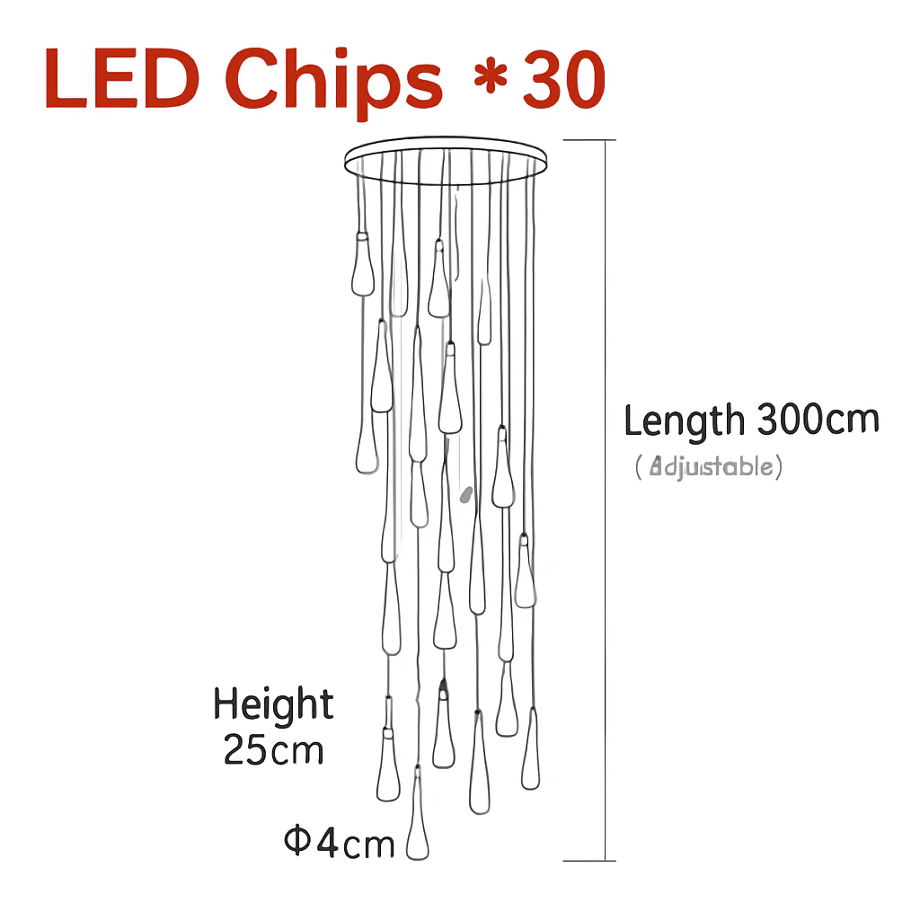 lustre créatif en cristal en forme de goutte d'eau dorée rotatif - Image 14