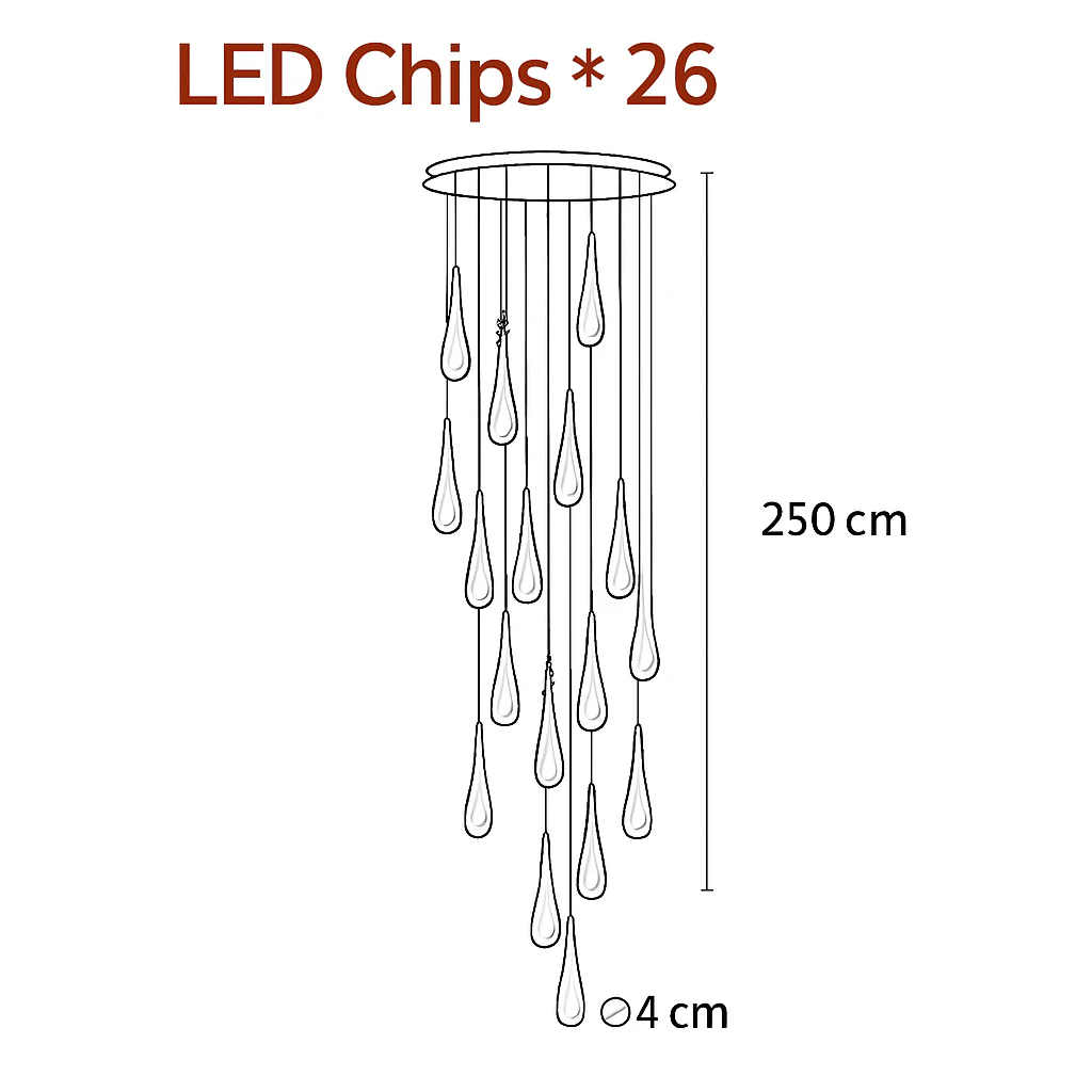 lustre créatif en cristal en forme de goutte d'eau dorée rotatif - Image 16