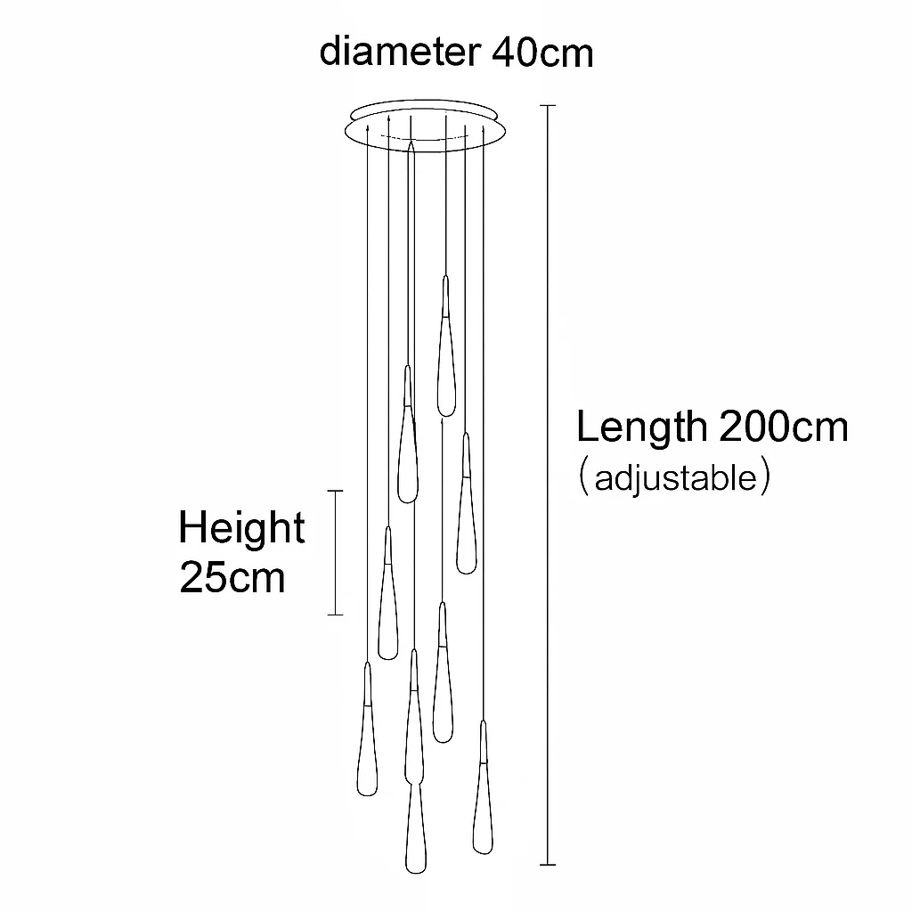 lustre créatif en cristal en forme de goutte d'eau dorée rotatif - Image 8
