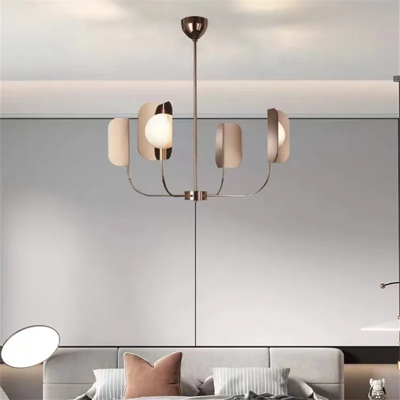 lustre design en verre laiteux avec feuilles métalliques élégantes - Image 2