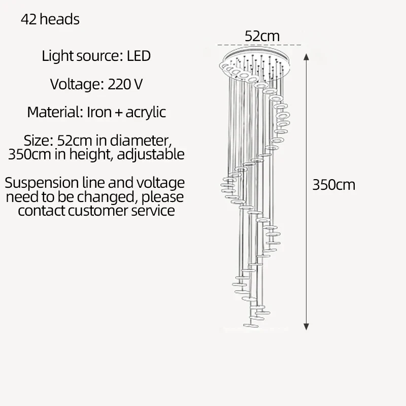 lustre en acrylique pour escalier et espace décoratif - Image 7