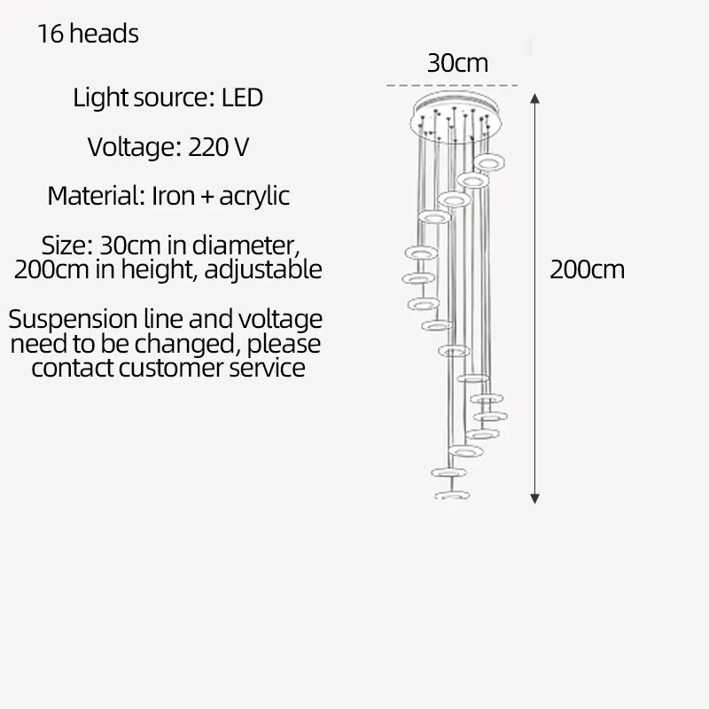 lustre en acrylique pour escalier et espace décoratif - Image 9