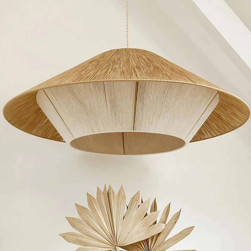 lustre en corde de chanvre éclairage suspendu en rotin décoratif - Image 2