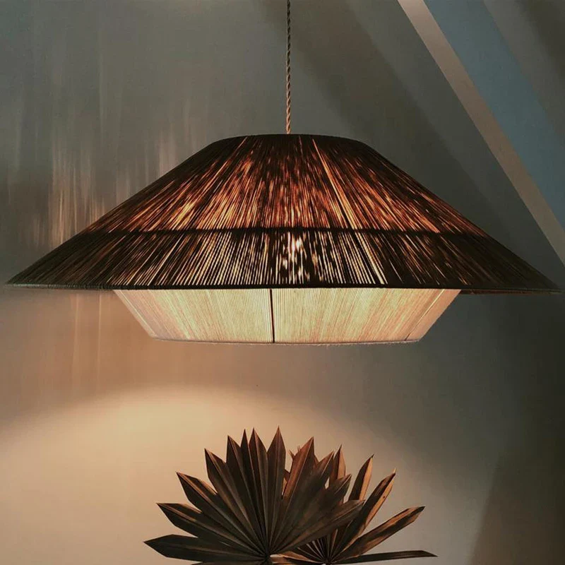lustre en corde de chanvre éclairage suspendu en rotin décoratif - Image 3