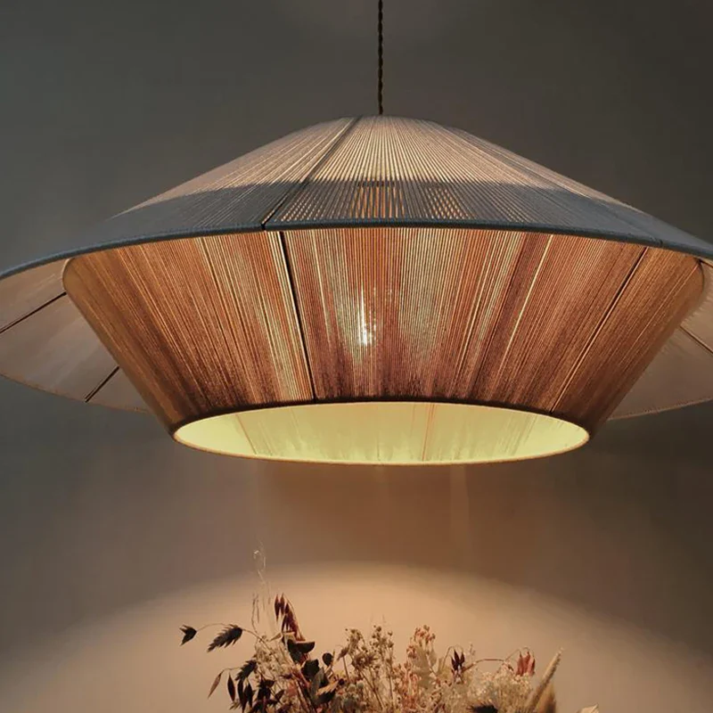 lustre en corde de chanvre éclairage suspendu en rotin décoratif - Image 4