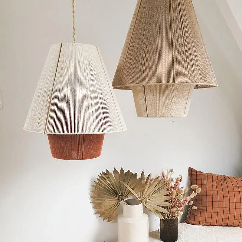 lustre en corde de chanvre éclairage suspendu en rotin décoratif - Image 5