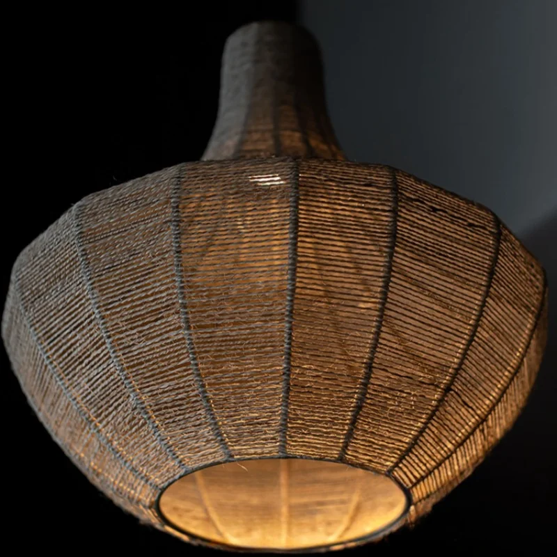 lustre en corde de chanvre tissé à la main style wabi sabi - Image 5