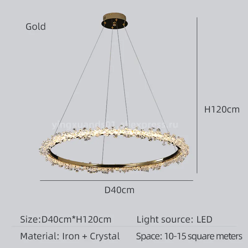 lustre en cristal de luxe avec anneau doré lumineux et élégant - Image 14