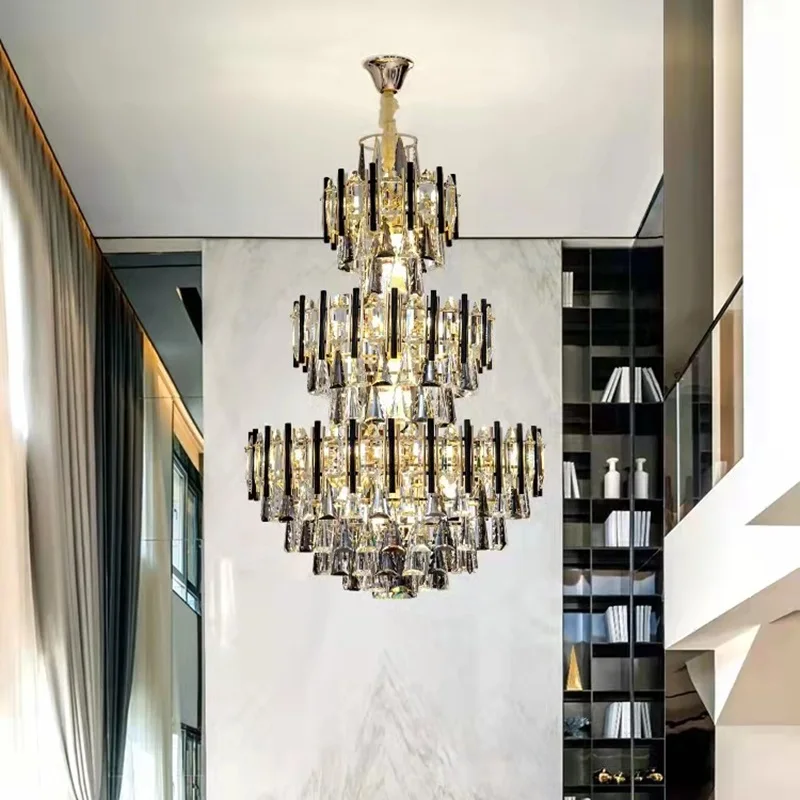 lustre en cristal de luxe pour escalier et hall d'hôtel - Image 3