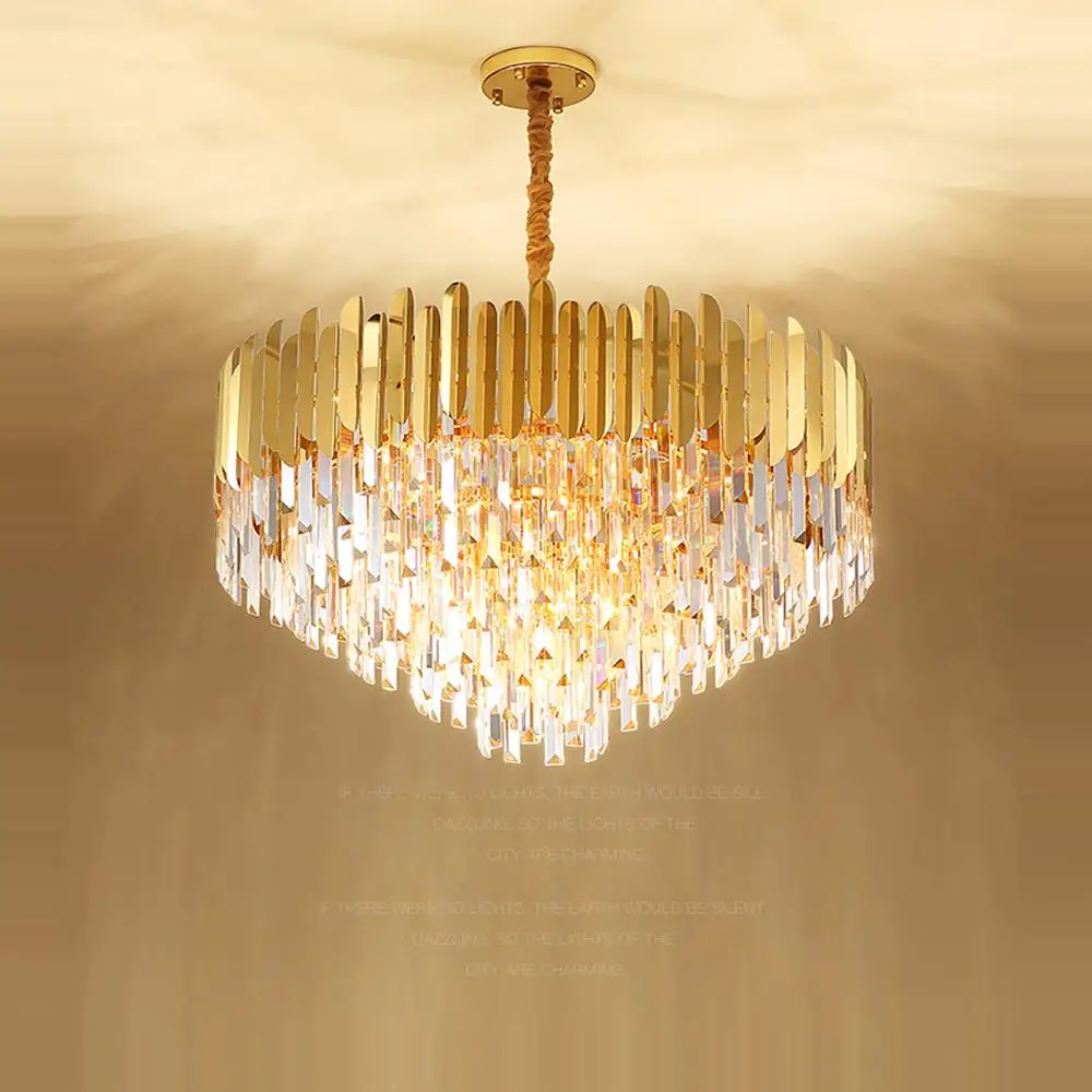 lustre en cristal design art déco en acier inoxydable avec éclairage led - Image 3