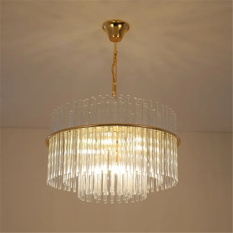 lustre en cristal design nordique tige en verre métal doré - Image 2
