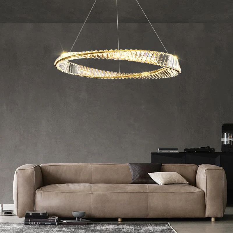 lustre en cristal doré et argenté à intensité variable à led - Image 6