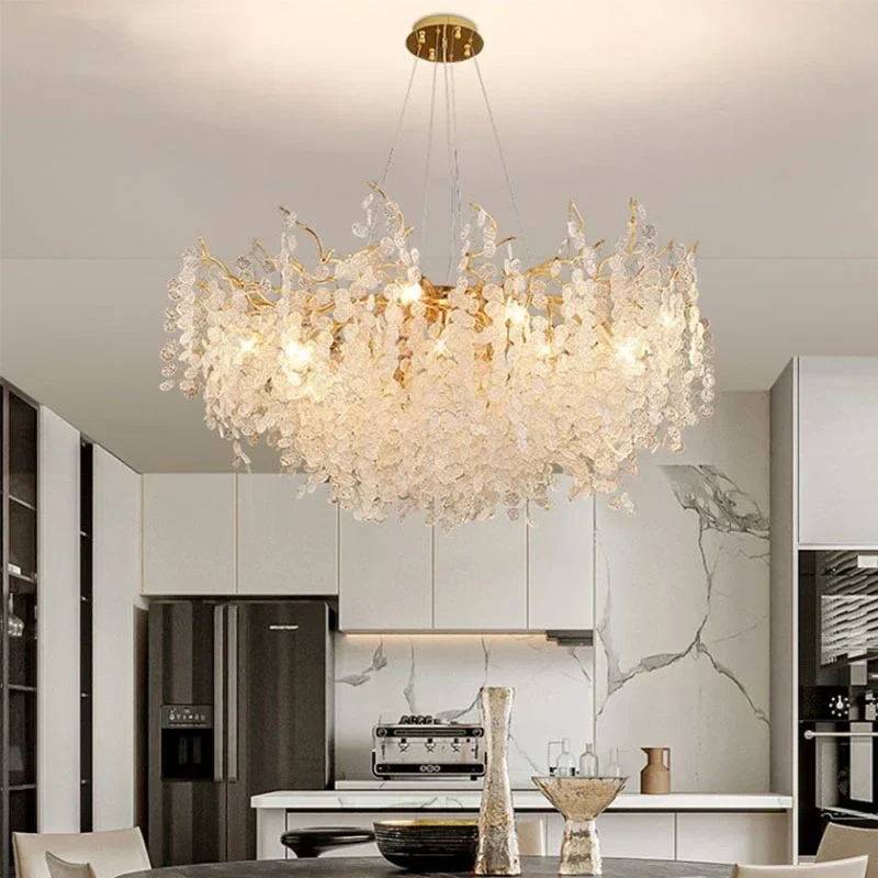 lustre en cristal doré style européen décoration intérieure élégante - Image 2