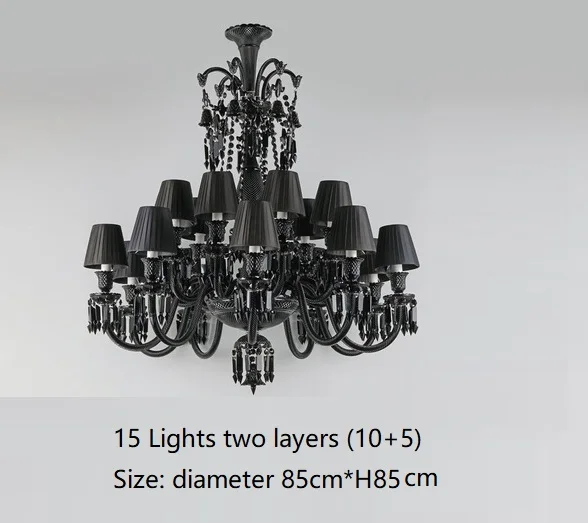 lustre en cristal noir européen avec lampe à bougie à led - Image 10
