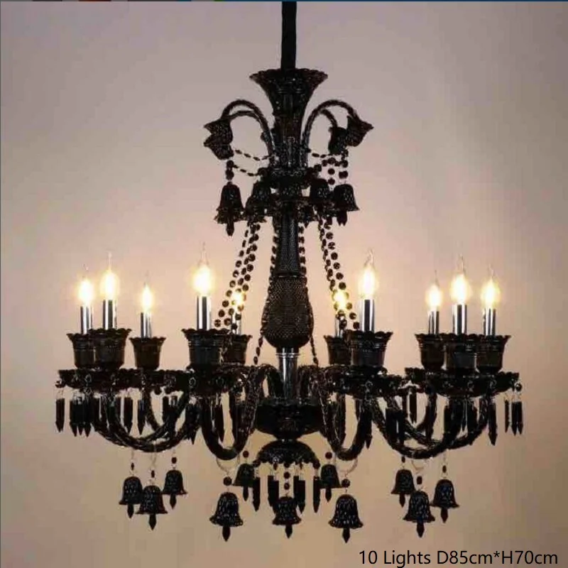 lustre en cristal noir européen avec lampe à bougie à led - Image 11