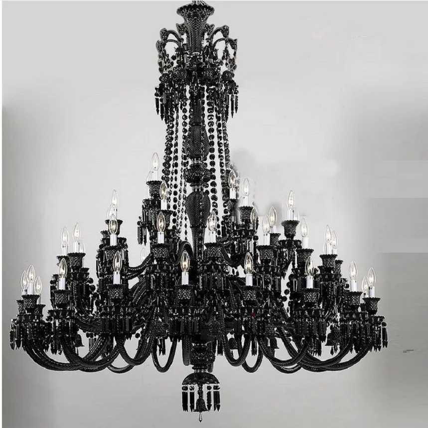 lustre en cristal noir européen avec lampe à bougie à led - Image 2