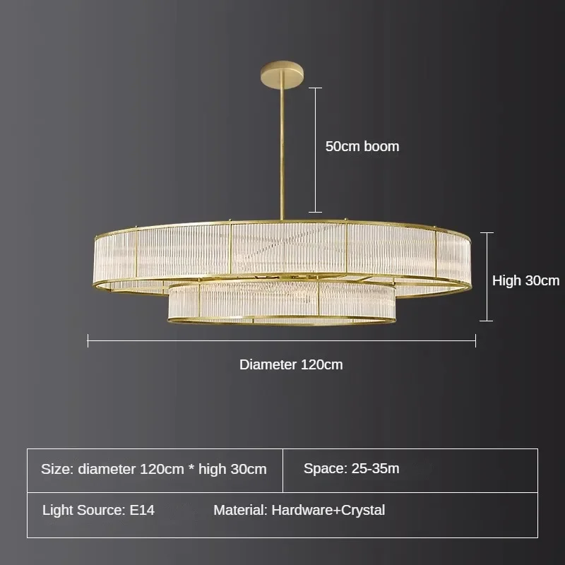 lustre en cristal rétro circulaire design pour décoration intérieure - Image 12