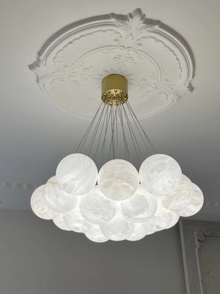 lustre en cuivre de luxe avec marbre naturel espagnol pour décoration moderne - Image 2