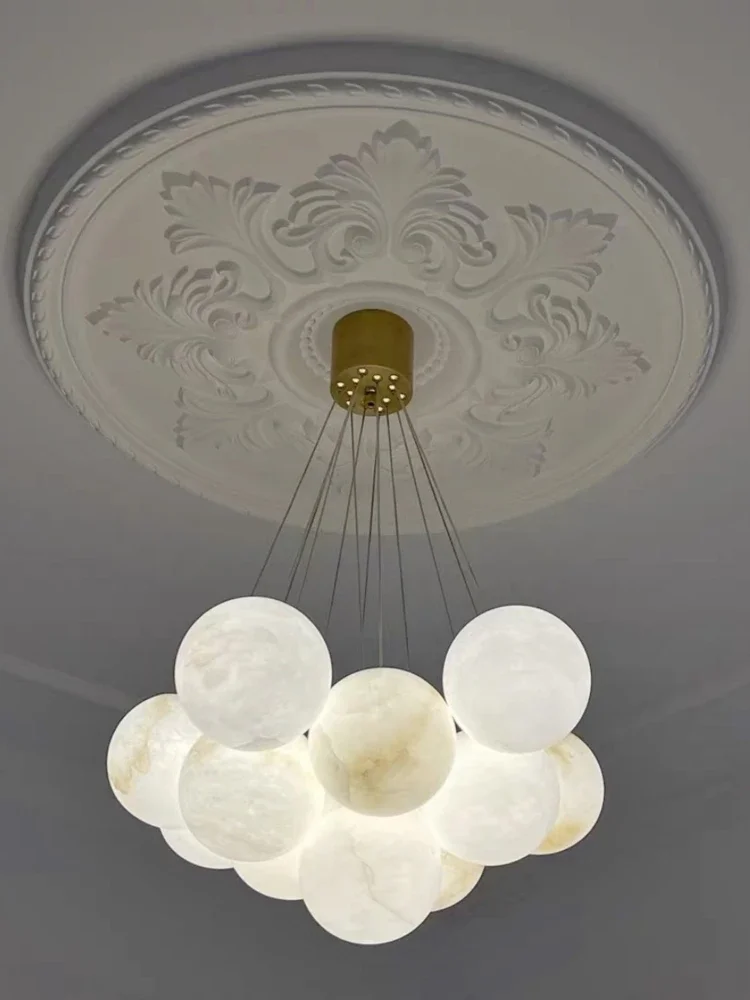 lustre en cuivre de luxe avec marbre naturel espagnol pour décoration moderne - Image 3