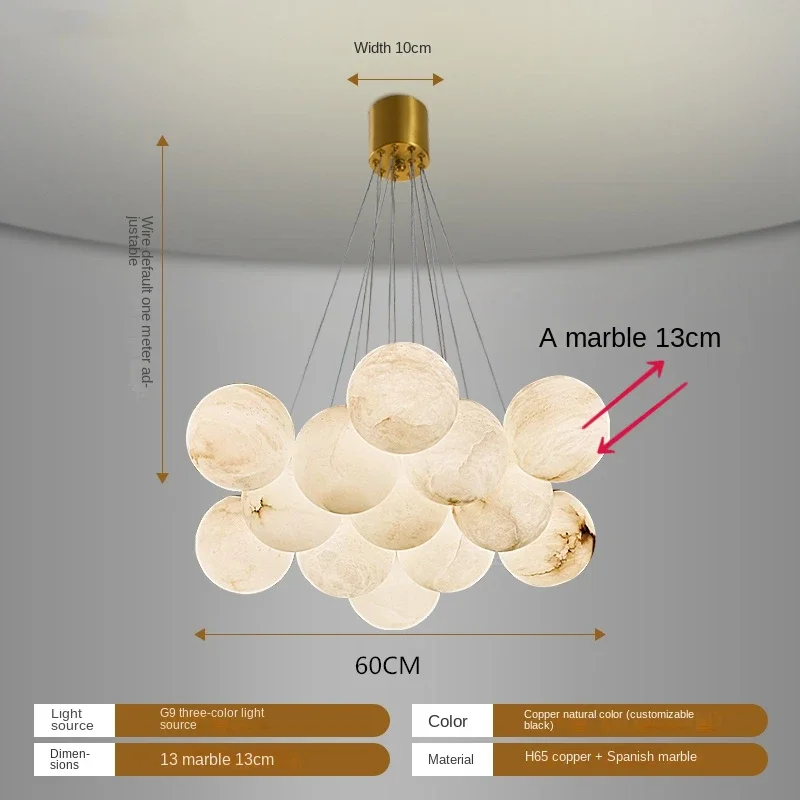 lustre en cuivre de luxe avec marbre naturel espagnol pour décoration moderne - Image 7