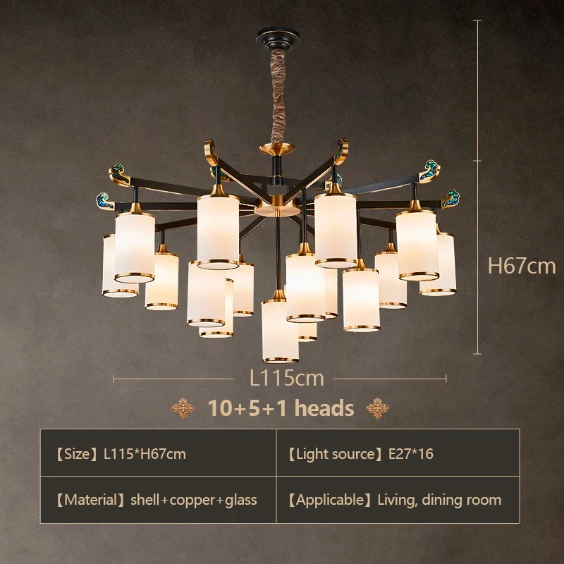 lustre en cuivre design style chinois pour éclairage moderne - Image 11