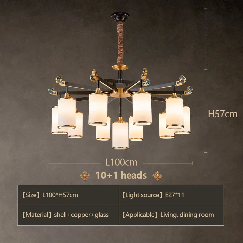 lustre en cuivre design style chinois pour éclairage moderne - Image 9
