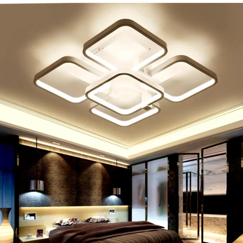 lustre en fer à led avec abat-jour rectangulaire moderne - Image 3