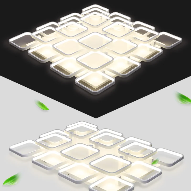 lustre en fer à led avec abat-jour rectangulaire moderne - Image 4