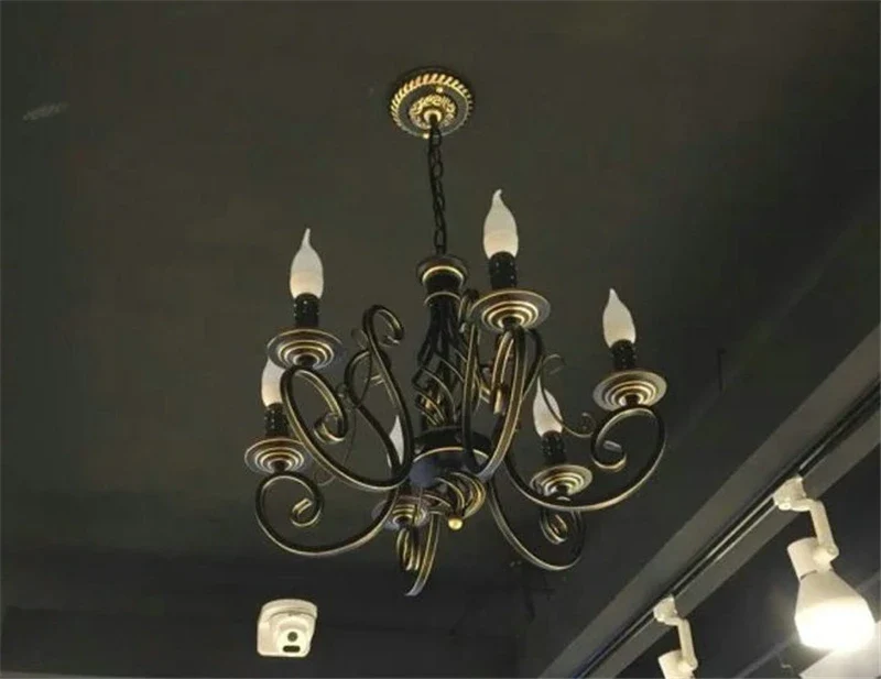 lustre en fer antique cristal rétro éclairage nordique décoratif - Image 6