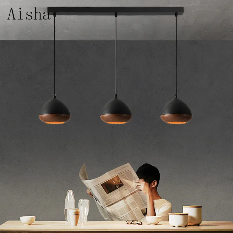 lustre en fer de style japonais wabi-sabi imitation noyer nordique - Image 4