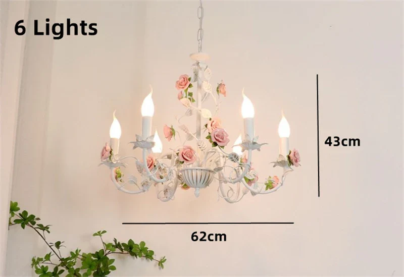lustre en fer forgé avec décor de roses romantiques fleurs pastorales - Image 8