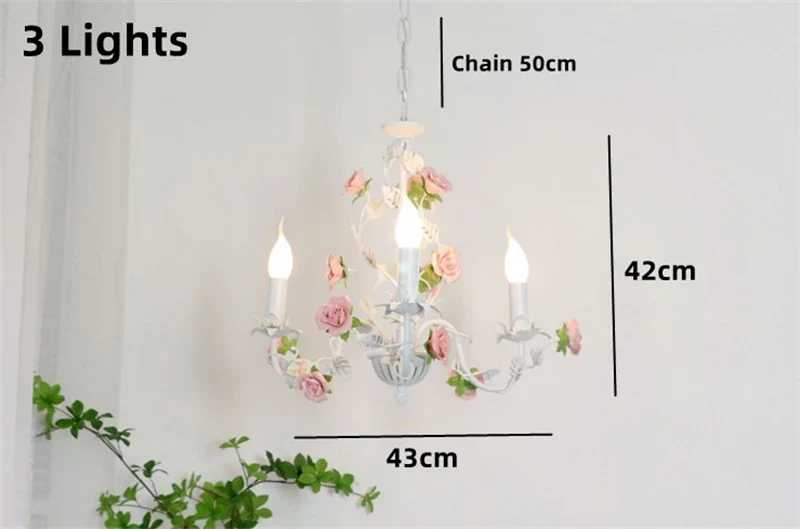 lustre en fer forgé avec décor de roses romantiques fleurs pastorales - Image 9