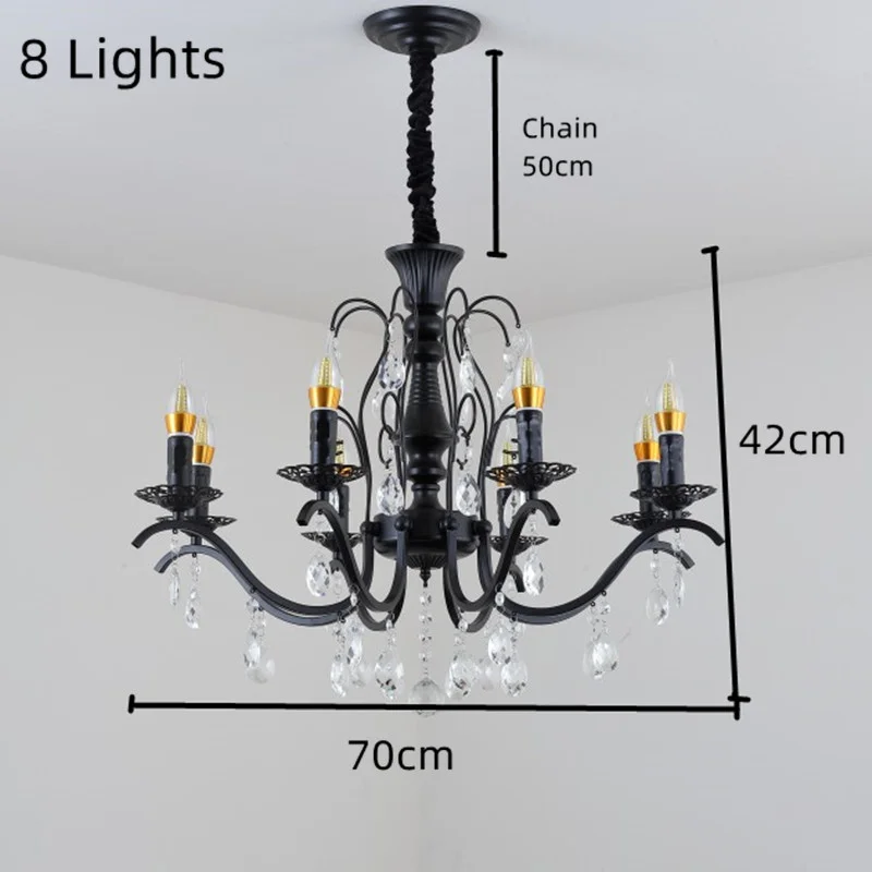 lustre en fer forgé avec suspensions en cristal pour intérieur élégant - Image 8
