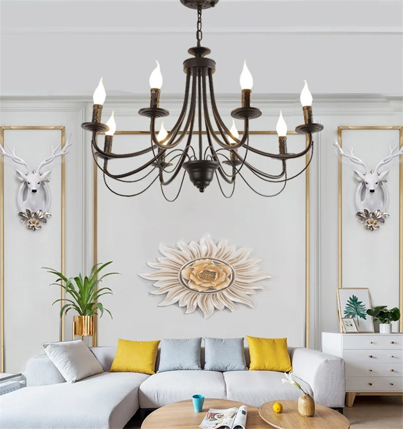 lustre en fer forgé noir et blanc design intérieur moderne - Image 2