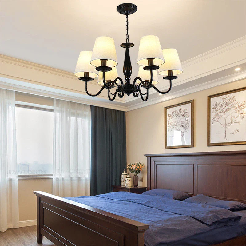 lustre en fer noir avec abat-jour pour intérieur élégant - Image 3
