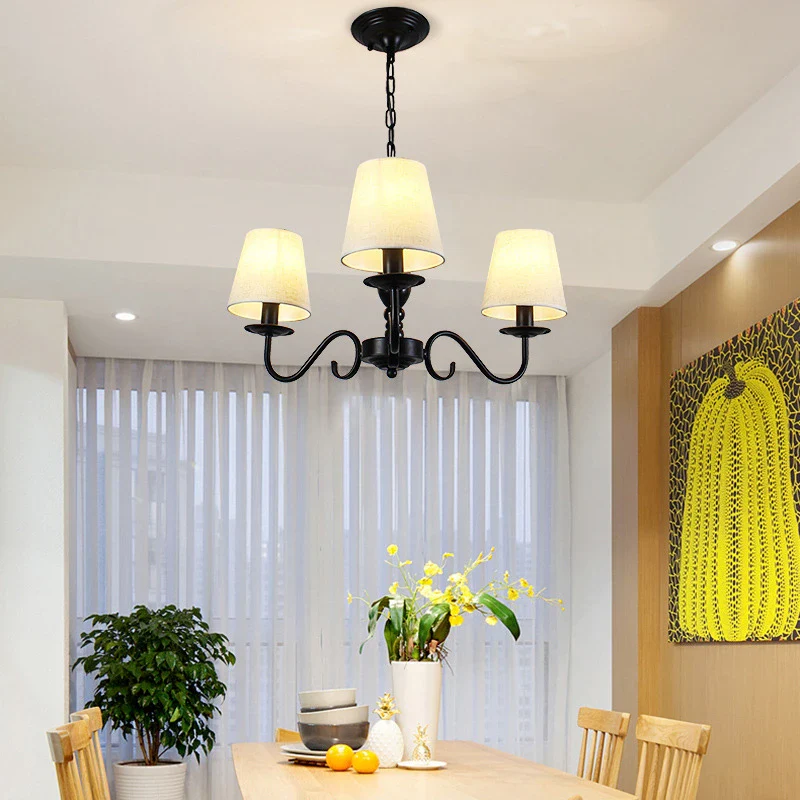 lustre en fer noir avec abat-jour pour intérieur élégant - Image 4