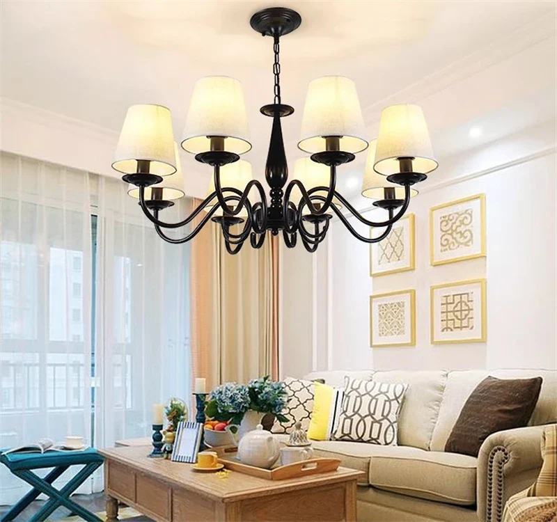 lustre en fer noir avec abat-jour pour intérieur élégant - Image 6