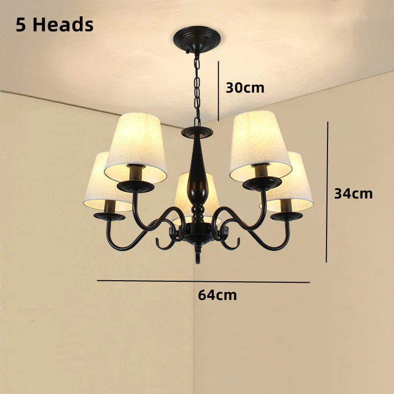 lustre en fer noir avec abat-jour pour intérieur élégant - Image 8
